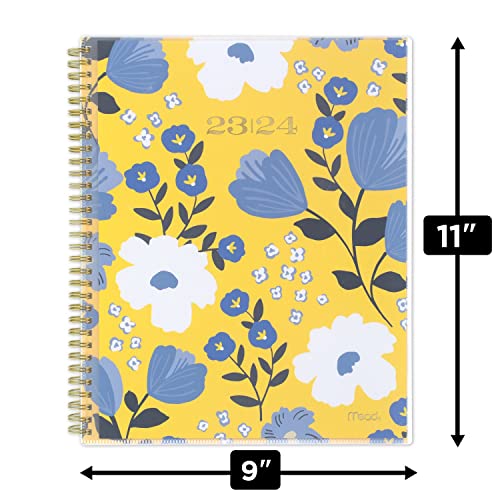 Mead 2023-2024 Academic Planner, Weekly & Monthly, 8-1/2" X 11", Large, Monthly Tabs, Pocket, Flexible Cover, Customizable, Caprice, Yellow Floral (1319A-901A) #TOP6