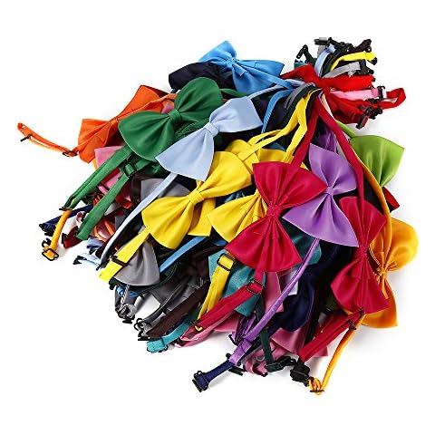 Dog and Cat Collar Bow Ties for Dogs, 50 PCS Dog Collar with Bowtie Bow Ties Cat Dog Collar Neck Ties Wholesale Pet Dog Puppy Necktie Bow Tie Ties Collar Grooming Out (Random Color) Cover