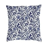 Haruha William Morris Thistle Damask Cobalt Blue & White 17 Decorative Throw Pillow Covers Soft Velv