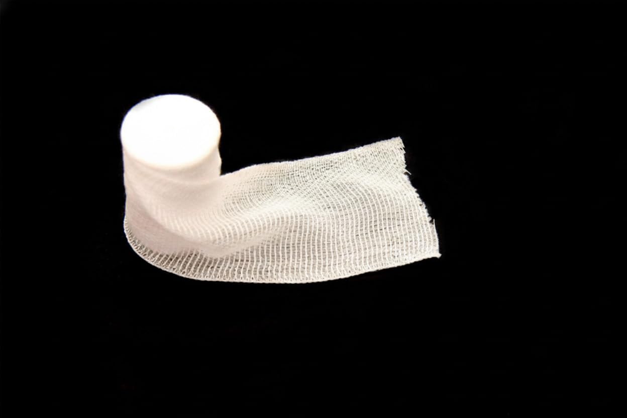 Hospora Rollo de gasa de algodón elástico médico, 4 pulgadas, paquete individual, gasa elástica enrollada de primeros auxilios, 24 paquetes