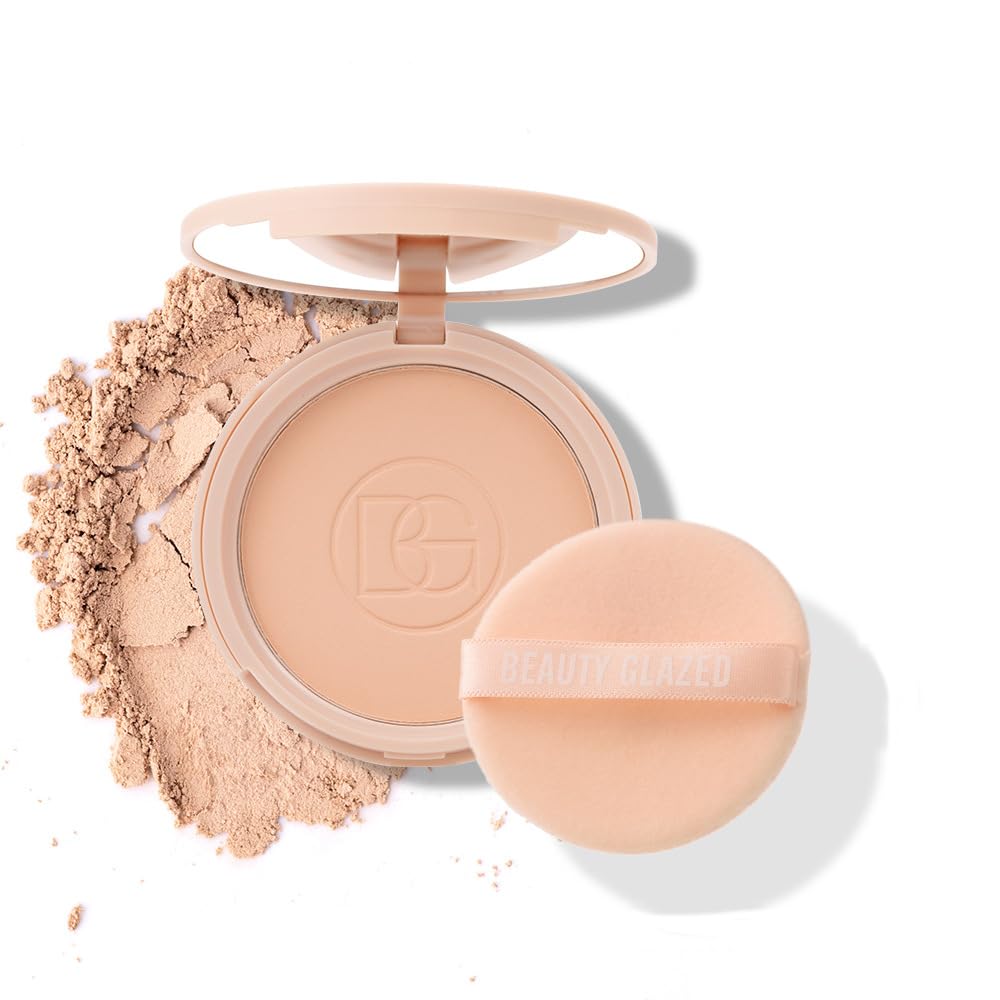 Azonee Matte Powder Face Pressed, Powder Setting Foundation Oil Control Face Pressed Powder High Coverage Waterproof Long Lasting Flawless Lightweight Face Cosmetics Natural Beige