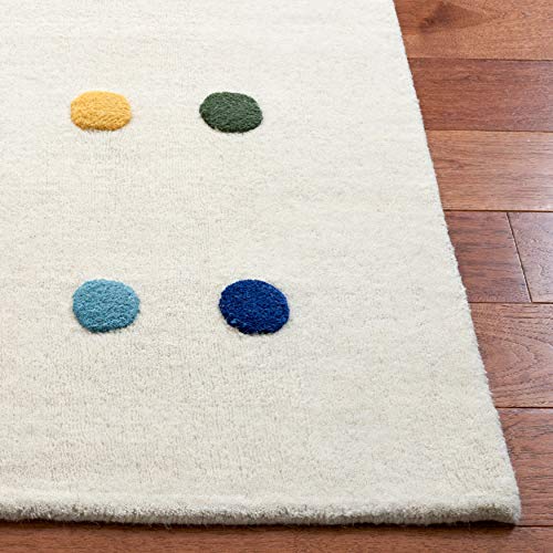 Safavieh Kids Collection Runner Rug - 2'6" X 8', Ivory, Handmade Polka Dot Wool, Ideal For High Traffic Areas In Playroom, Nursery, Bedroom (Sfk804A) #TOP2