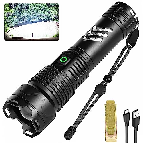 Alicegirl Rechargeable Led Flash Light High Lumen, 200000 Lumens Super Bright Powerful Flashlight, 5000Mah High Capacity, 5 Modes & Zoomable & Waterproof Handheld Flashlights For Camping Emergencies #TOP18