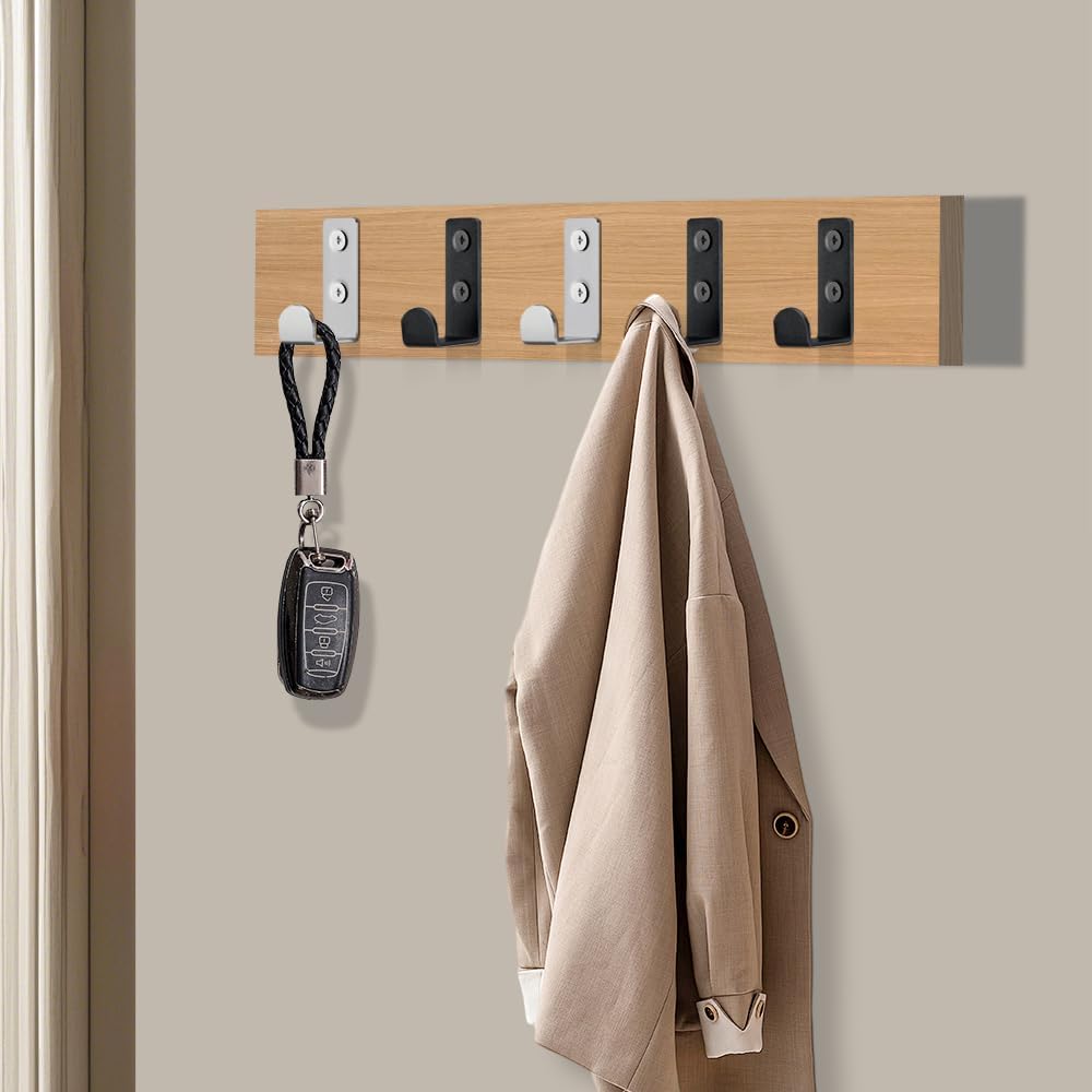 JAMEND CLXP 10 PCS Stainless Steel L Shaped Coat Hooks Wall Mounted Single Metal Robe Hook for Hanging Towel, Utility Hooks for Bags, Hat, Cap, Scarf, Cup. Matte Black.