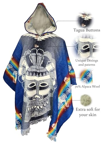 Adult Ponchos with Hood - Alpaca Wool Poncho Men - Mexican Ponchos for Men - Sand Cloud Poncho - Handcrafted and Artisanal2