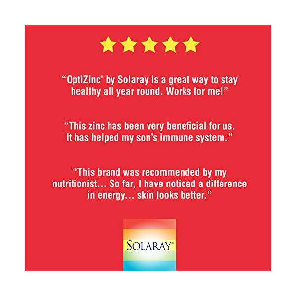 Solaray-OptiZinc-30mg-Supports-Immune-Endocrine-Systems-Cellular-Health-wMethionine-B-6-60-VegCaps Solaray OptiZinc 30mg Immune Support Supplement, Chelated Zinc Capsules, Endocrine Systems and Cellular Health Support, with Methionine, Vitamin B6 and NO Copper, 60-Day Guarantee, 60 Serv, 60 VegCaps