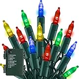Battery Operated Christmas Lights, 50 LED 16FT Battery Operated String Lights with 8 Modes, Christmas Decorations for Outdoor Indoor Wedding Party Home Decor, Multi-Colored