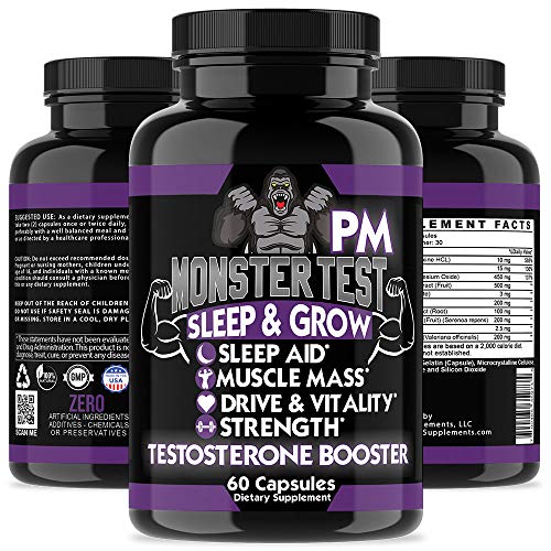 Angry Supplements Test Booster for Men (2 Pack), Monster Test (120 Tablets), Monster PM (60 Capsules) Sleep Aid, Builds Muscle Mass, Both Boost Energy & Drive, All Natural - Thumbnail 3