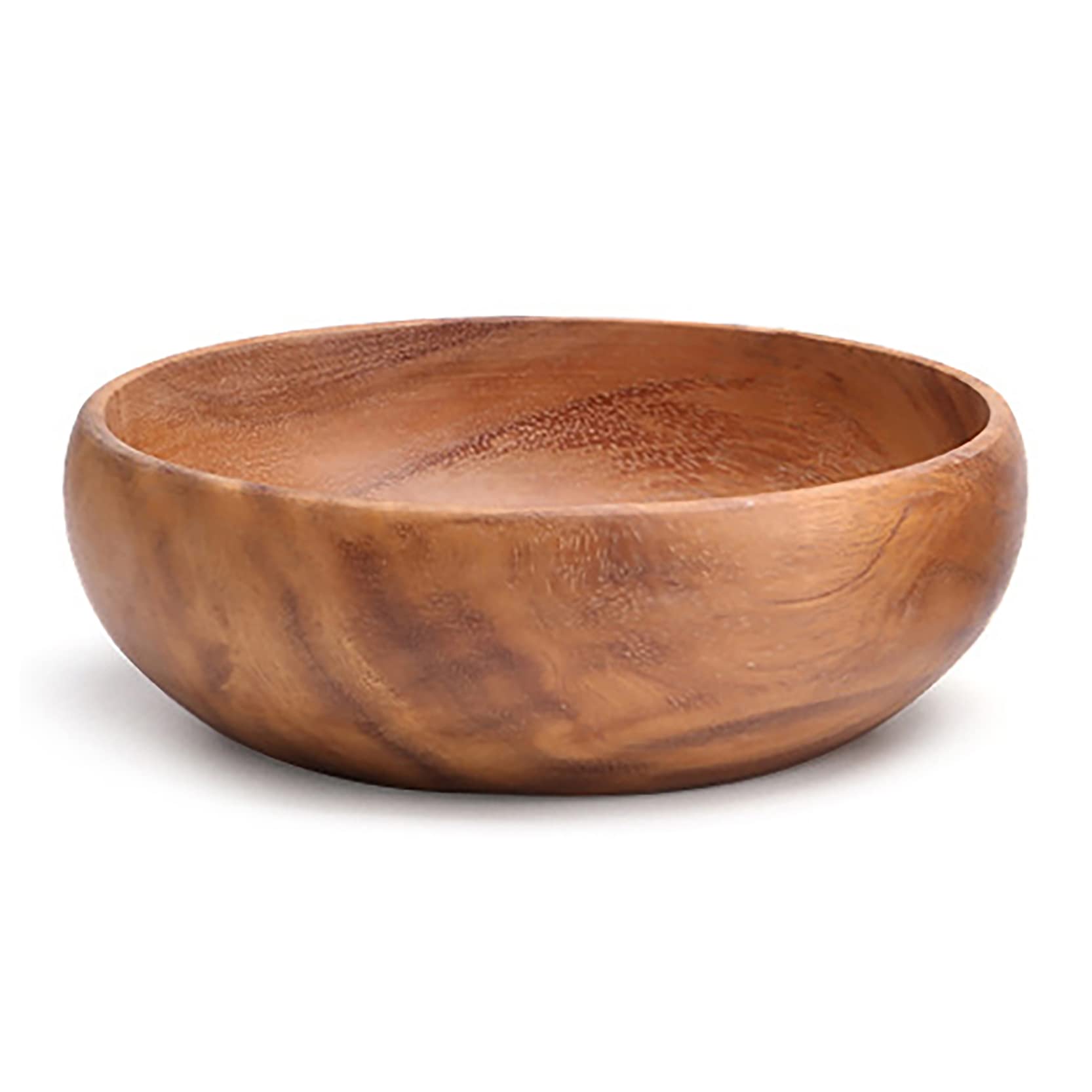 Ensaladera de madera de gran tamaño (20 cm x 7,5 cm), cuenco de madera de acacia hecho a mano, cuenco de madera maciza, cuencos de madera grandes para servir para ensaladas, frutas y cereales