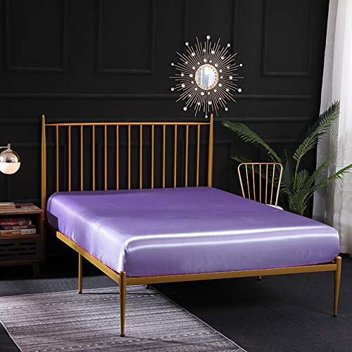 Vagasi Mattress Protector King 12" Deep Pocket Mattress Cover Dust Proof Comfort Satin Fitted Sheet Smooth Soft, Purple #TOP14