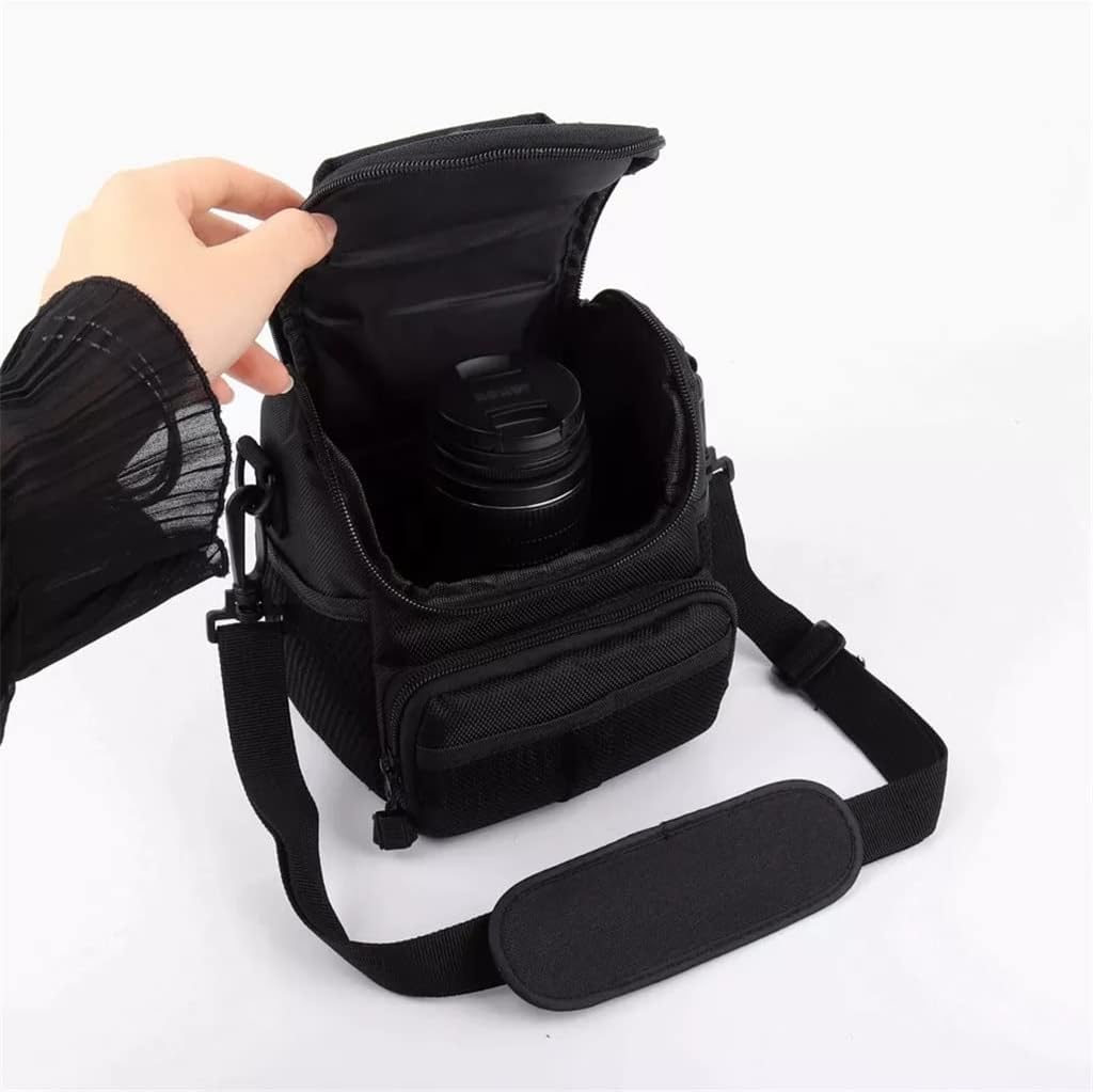 Camera Case Bag Adjustable Shoulder Strap Double Zippers Designed Shockproof Soft Lining Provides (Color : Black Size : 150 x 110 x 160 mm)