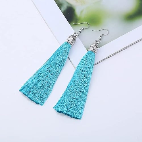 Oyalma Bohemian Long Drop Dangle Earrings For Women Girl Red Blue White Silk Fabric Ethnic Vintage Earrings Fashion Jewelry-77857 #TOP29