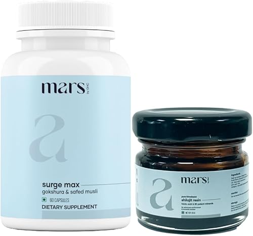 Miniatura 8 de mars by GHC Power Pack Combo Pack  Cápsulas de resina Shilajit Gold y SurgeMax (60 unidades)  Alimentado con Gokshura y Safed Musli  Apoya la