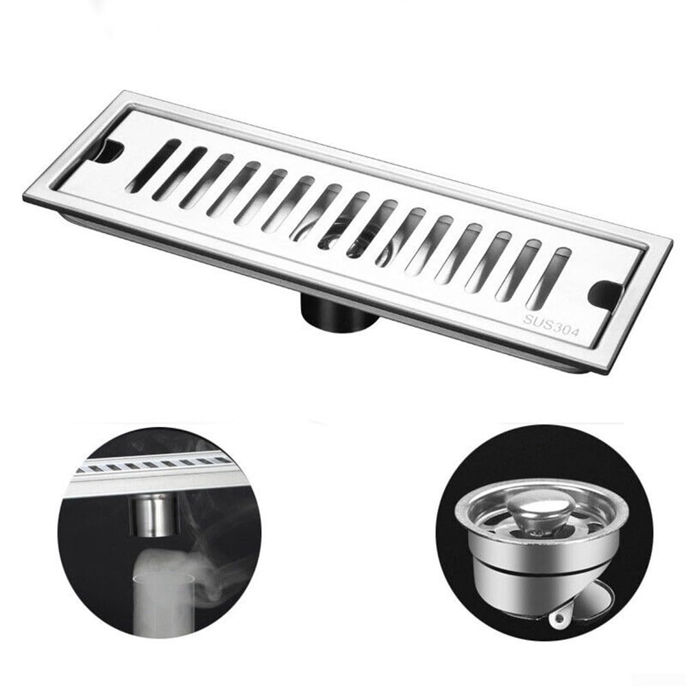 Elegante canale di scarico in acciaio inox progettato per migliorare l'efficienza del flusso d'acqua in aree umide (40 x 10 cm)