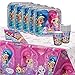 Lote de Cubiertos Infantiles "Shimmer & Shine " (16 Vasos, 16 Platos , 16 Servilletas y 1 Mantel (137 x 243 cm) y 4 Velas.Vajillas. Juguetes. Cumpleaños, Bodas, Bautizos, Comuniones y Eventos. L12