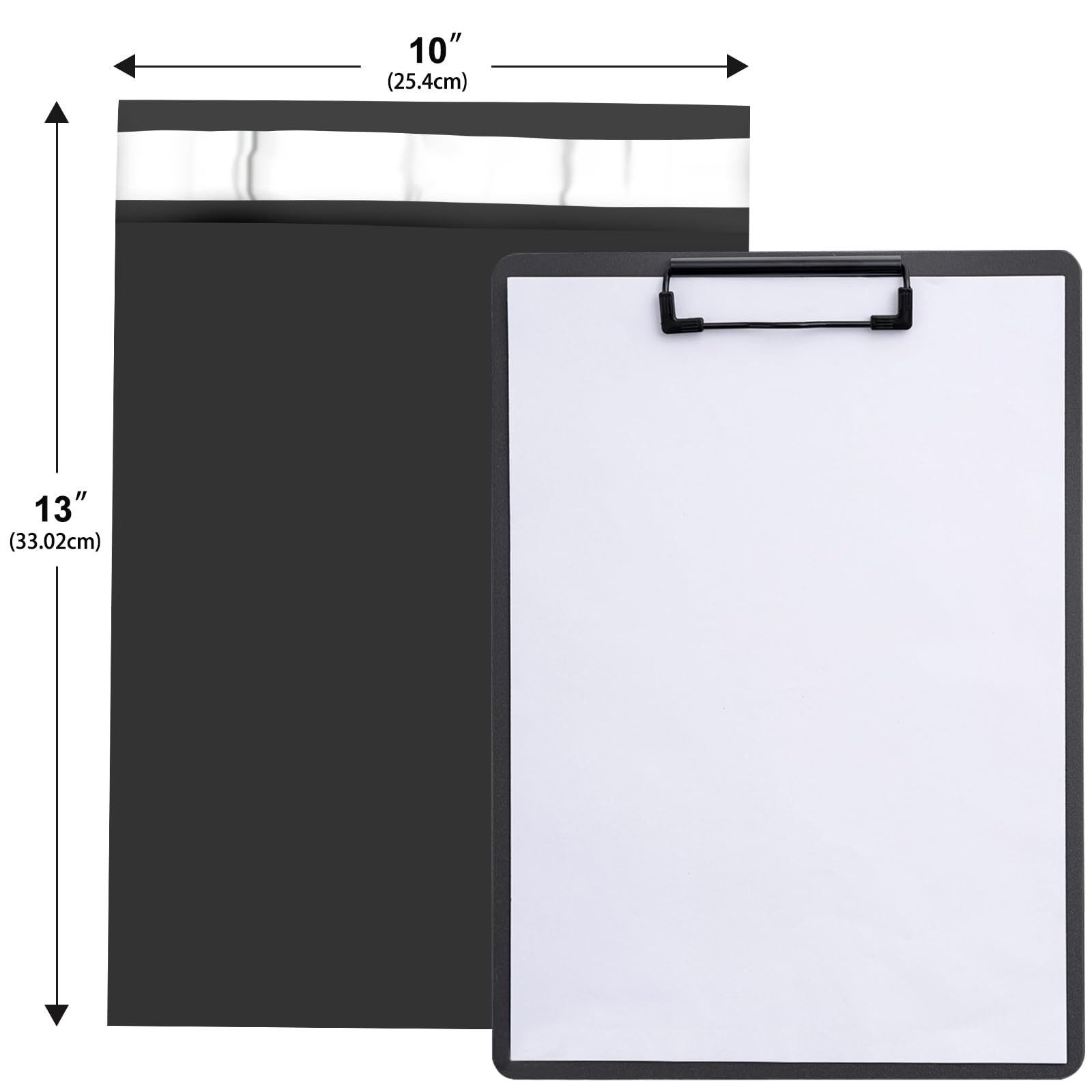 Poly Mailers 25 x 30 cm, 200 szt., czarne torby wysyłkowe, koperty pocztowe z samoprzylepnym paskiem, wodoodporne i odporne na rozdarcie torby foliowe na przedmioty niekruche