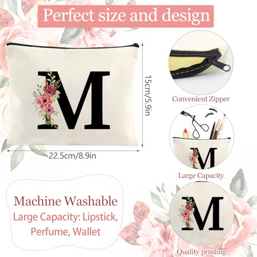 Tarklanda Personalisierte Baumwolltasche Initial Canvas Tote Bags, Tragetasche mit Buchstaben, Initialen Einkaufstaschen Kosmetiktasche Geschenk für Frauen Mama Kollegin zum Geburtstag, Muttertag (M)