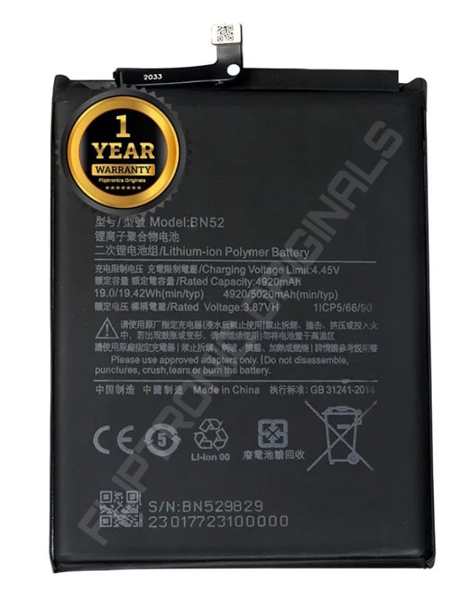 Image of BN52 Battery for Redmi Note 9 pro M2003J6B2G / M2003JA6A11 / M2003J6A1G Battery with 1 Year Warranty**** (U125)