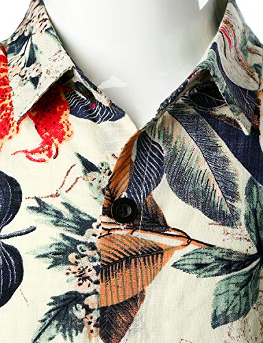 Jogal Big Boy's Floral Casual Button Down Short Sleeve Hawaiian Shirt 12 White #TOP2