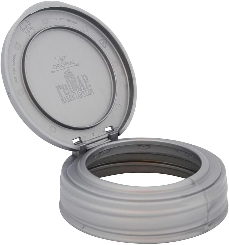 reCAP Mason Jars Lid FLIP Cap | Regular Mouth | Silver | Made in USA