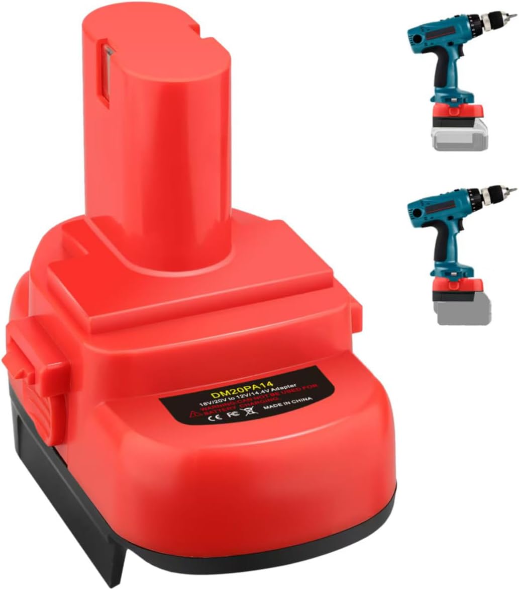 Battery Adapter for Makita 12V 14.4V Ni‑CD Ni‑MH Tools, Compatible with DeWalt 20V & for Milwaukee M18 18V Lithium Battery Converter (Adapter Only)