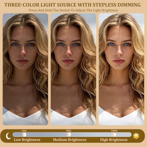 Espejo de maquillaje con luz y almacenamiento 3X miniatura 3