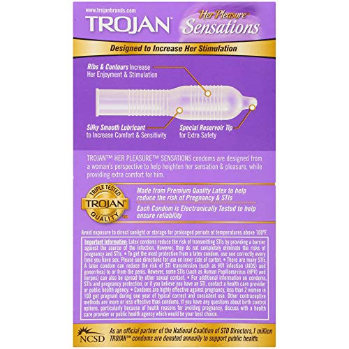 Trojan Condom Her Pleasure Sensations Lubricated, 12 Count - Image 2