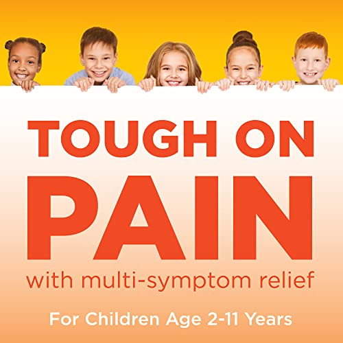 Image of Amazon Basic Care Children's Ibuprofen Oral Suspension Syrup 100 mg per 5 mL, Pain Reliever and Fever Reducer (NSAID), Non-Staining Dye-Free Berry Flavor, 4 fl oz (Pack of 1)