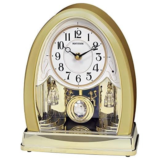 Rhythm Clocks Joyful Crystal Gold Musical Mantel Clock
