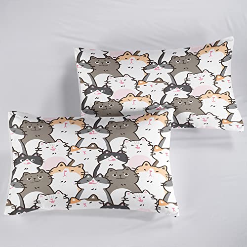 Cvhouse Cat Bedding,Cartoon Cat Comforter Twin,Animals Print Comforter Set For Kids,Kawaii Quilt Set With 1 Comforter And 2 Pillow Cases #TOP5