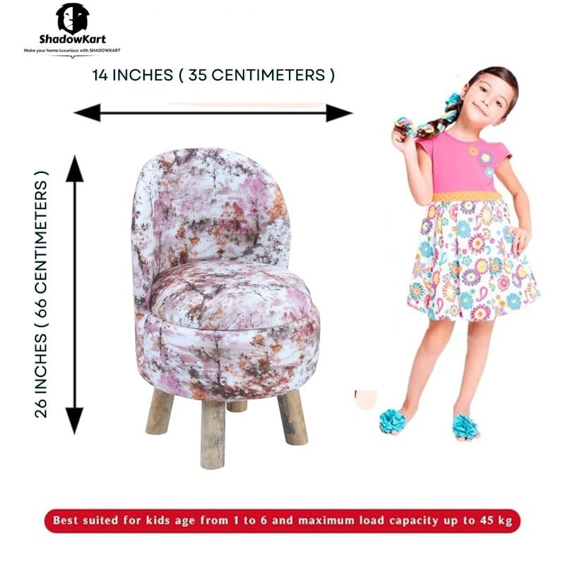 Image of Ottoman Kids pouffe Small Stool for Baby Chair Study Table Stool for Kids Room Baby Sofa Stepstool Children Cartoon Wooden Chair, 14x26 Inch, Pink