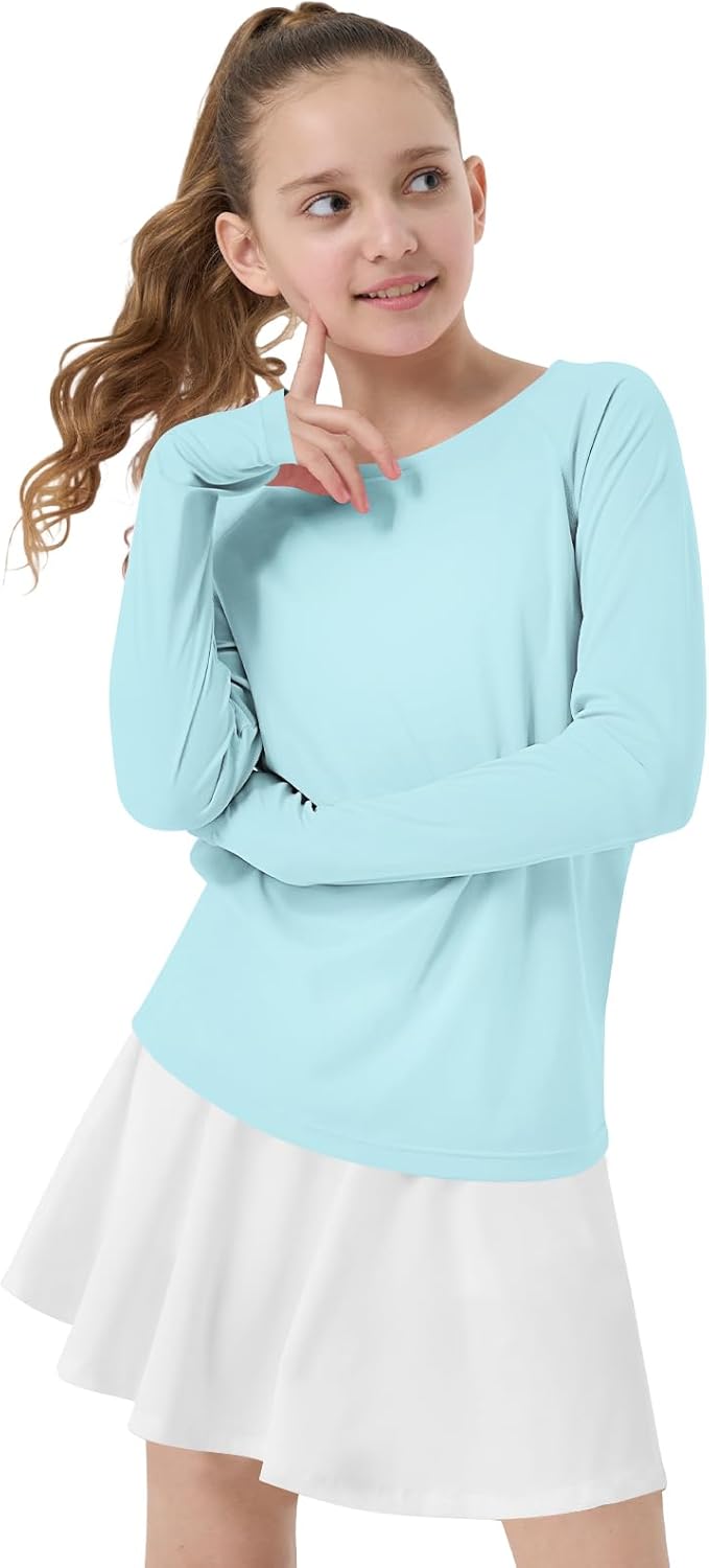 Girl's Rash Guard Swim Shirts Sun Shirt Hoodie UV Protection Long Sleeve Tops Quick Dry Lightweight UPF 50+