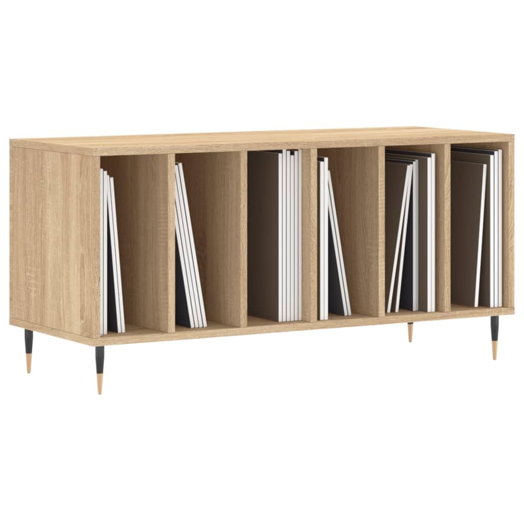 IKAYAA Mueble Tocadiscos de Madera 100x38x48 cm, Estanteria CD para Vinilos, WY23E Roble Sonoma