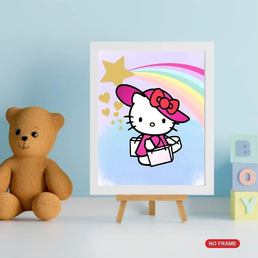 SYCART® Hello Kitty Wall Art Poster Prints, Posters for Girls Room, UNFRAMED Set of 8 ( 8x10 inches ), Kitty poster for girls bedroom, Kids Nursey Room decor, HelloKitty Decorations, Hello Kitty Watercolor poster