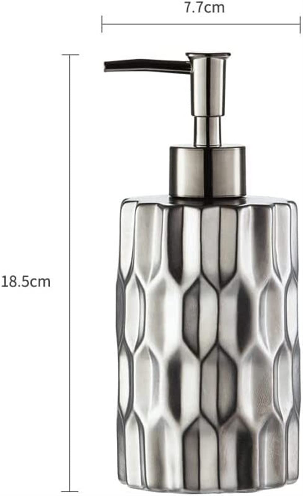 Set di biancheria da bagno in ceramica color argento, include portaspazzolino da denti, tazza e dispenser di sapone