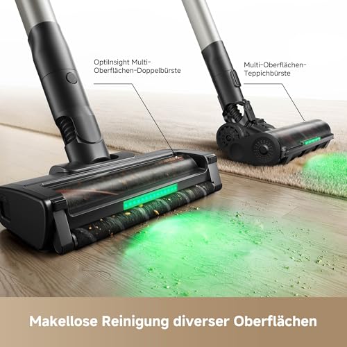 MOVA G70 Complete Akku Staubsauger mit Roboterarm, 38.000 Pa, OptiInsight Doppelbürste, Verhedderungsfrei, Staubabstreifringe, Verstellbarer Teleskopstab, 5-Schichten-Filter 99,99%, 1,95 kg