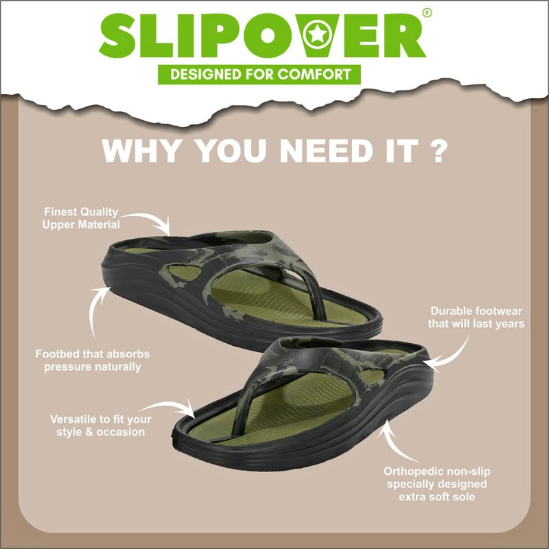 Image of SLIPOVER Flip Flops for Man Doctor Soft | Orthopedic Comfort | Lightweight & Durable | Non-Slip Sole | Ultra Soft Slippers | Stylish & Modern Look Slippers for Men