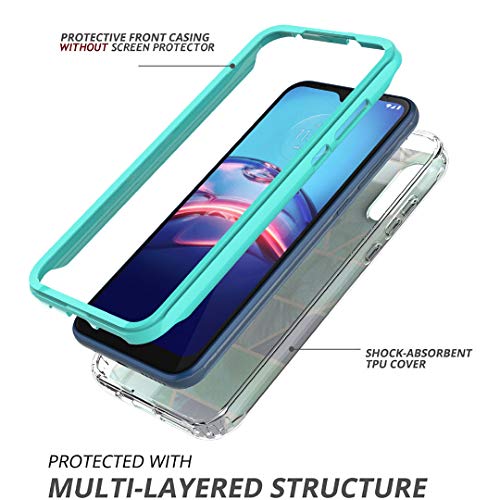 Moto E Phone 2020 Case, Motorola E Case With Tempered Glass Screen Protector, Jeylly Hybrid Hard Pc Soft Tpu Shockproof Marble Design Stylish Protective Cover For Motorola Moto E 2020, Jade Green #TOP3