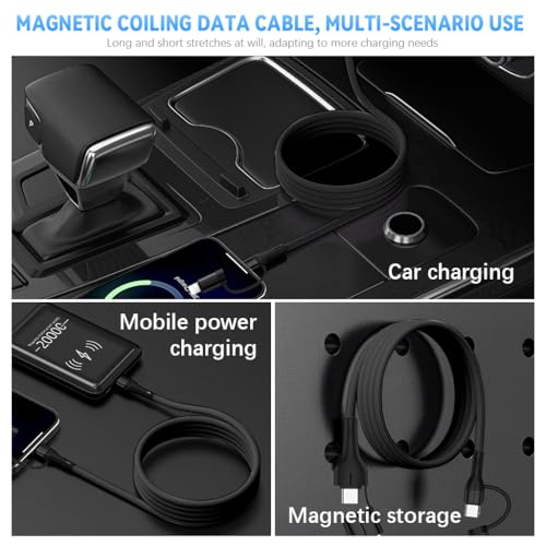 Image of Verilux PD 60W 4 in 1 Magnetic Type C Cable, 4.92Ft /1.5M Type C To Type C Cable Fast Charging, 480Mbps USB C to USB C Cable Data Sync Nylon Braided for iPhone 16 /15, Galaxy S24 /S23, MacBook, iPad