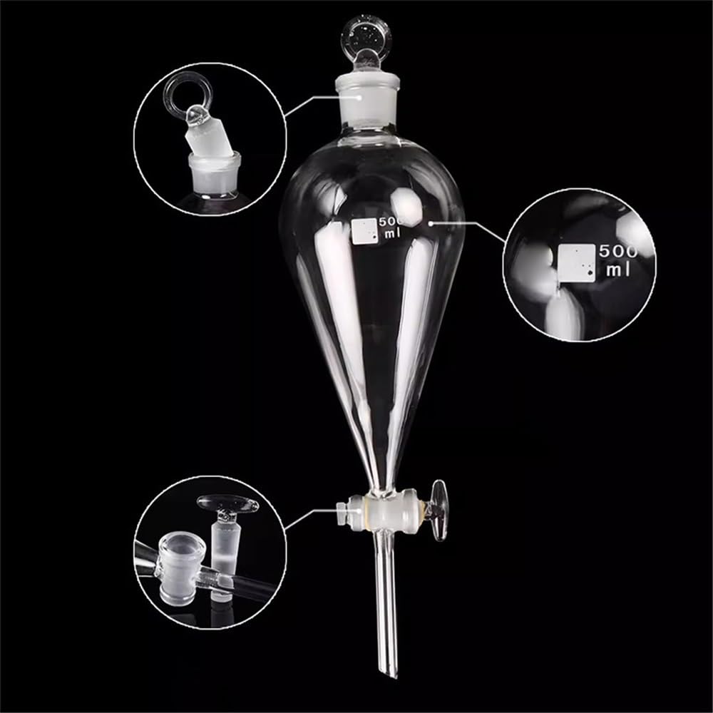 Équipements et fournitures de laboratoire Entonnoir de séparation en verre avec goulot standard, 1 pièce, 30 ml/60 ml/125 ml/250 ml/500 ml/1000 ml, for laboratoire