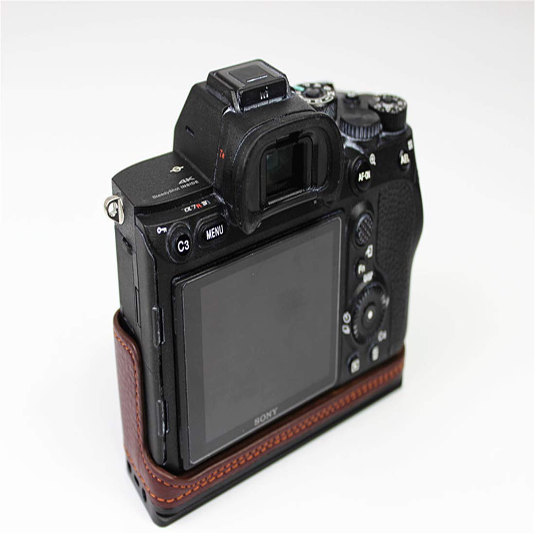 Custodia per Fotocamera in Pelle, Borsa per Fotocamera Copertura Completa del Corpo AntiGraffio Protettivo per Sony A7RIII-A7M3-A7SIII-A9, A7R4-A9II,Litchi Pattern Brown,a7r4