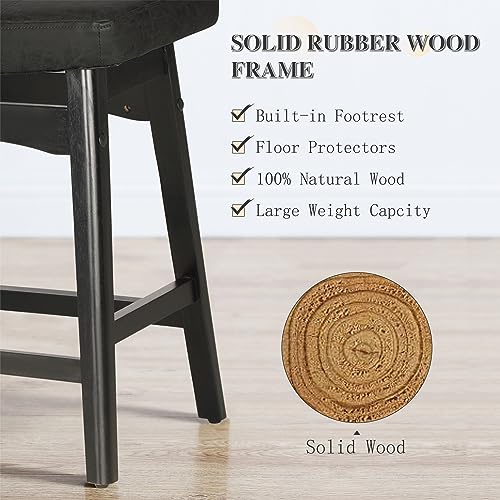 Image of PHI VILLA Counter Height Bar Stools Set of 3, Solid Wood Barstools