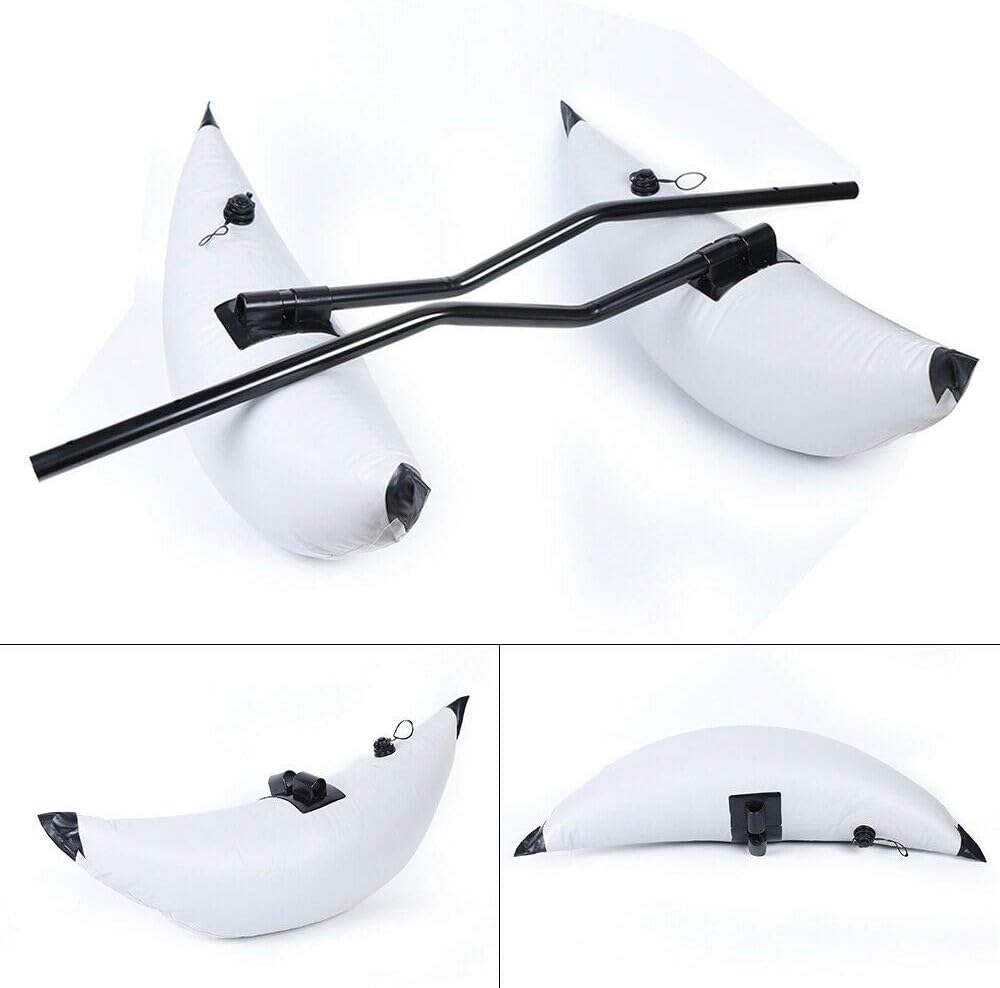 2pcs Kayak Outrigger Float Kayak PVC Inflatable Boat Stabilizer Canoe Fishing Boat Standing Float Kayak Stabilization System Set (White with Sidekicks)