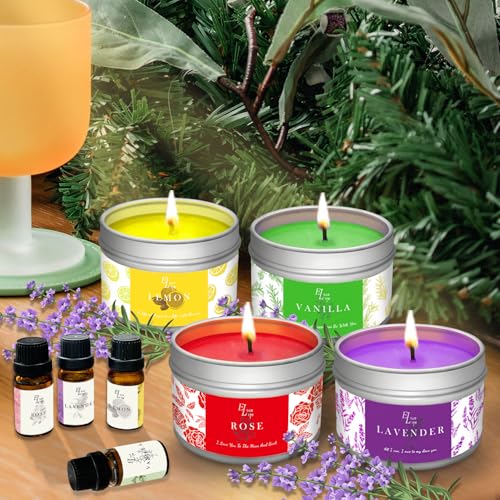 ETUOLIFE Kerzen Selber Machen Set,DIY Kerzenherstellung Kit,Duftkerze Geschenke Set mit 480g Sojawachs,Kerzen Schmelztopf,8 Kerzendosen,4 Duftöl,4 Farbblöcken,50 Candle Wicks Aufklebern,16 Stickers