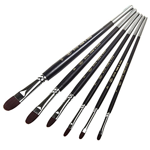 Set di 6 pennelli filbert, setole in nylon, per