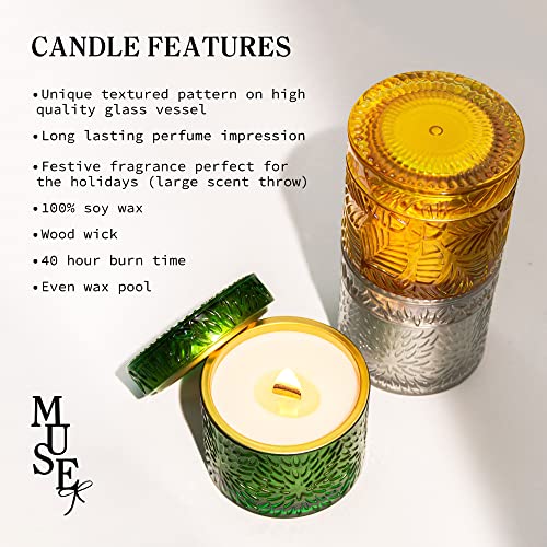 Hidden Label Fir Balsam Scented Candles, Crackling Wood Wick Soy Candles, Muse Collection 7.4Oz Glass Jar Decorative Candles, Candles Gifts For Women On Valentines Day Birthday Mothers Day #TOP2