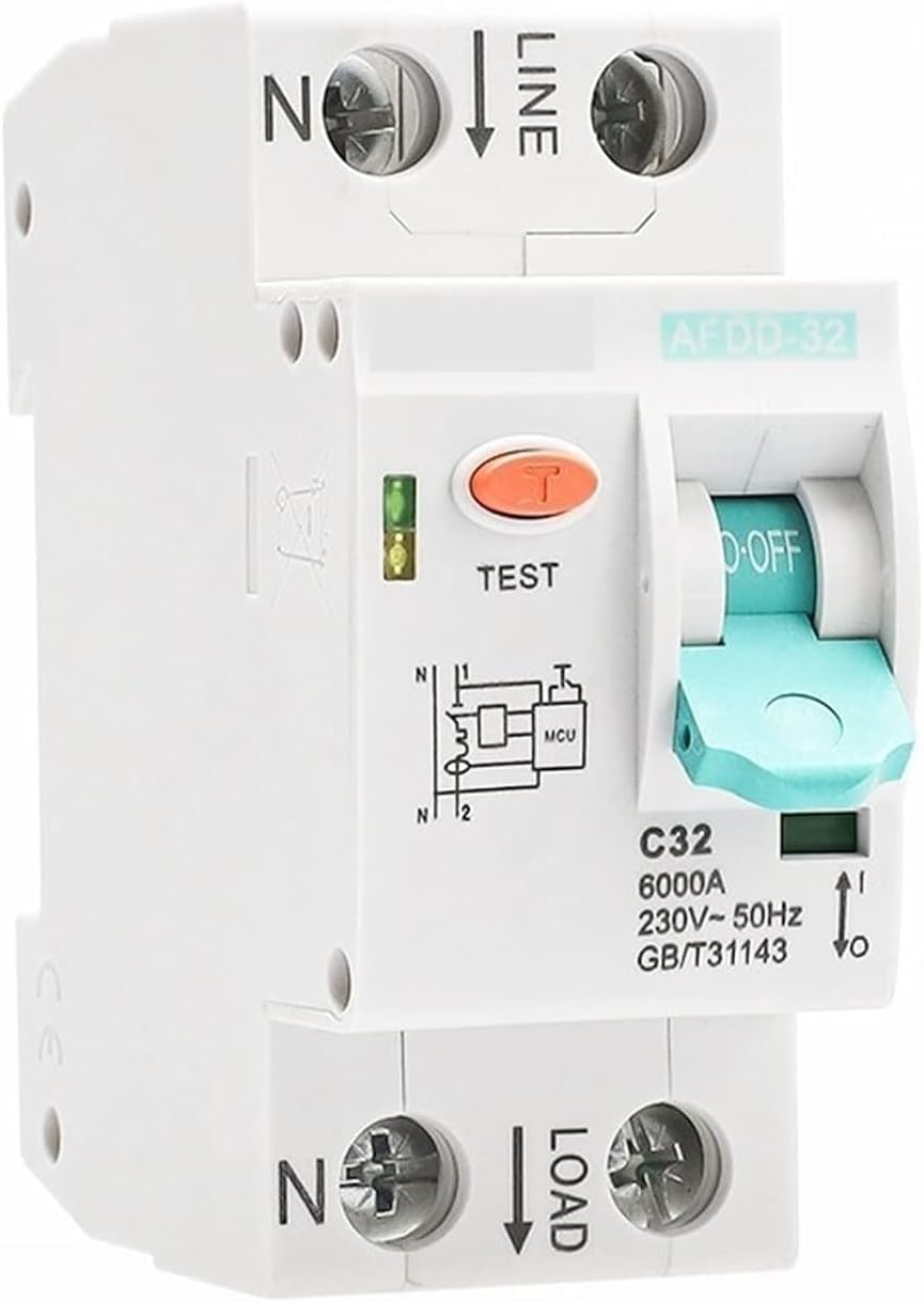 CAALO Circuit Breaker AFDD-32 Arc Fault Detecion Device Circuit Breaker Interrupte Overload Short Circuit Protection AFDD+MCB 32A 6KA 1P+N 1Pcs (Color : 16A, Size : B Curve)