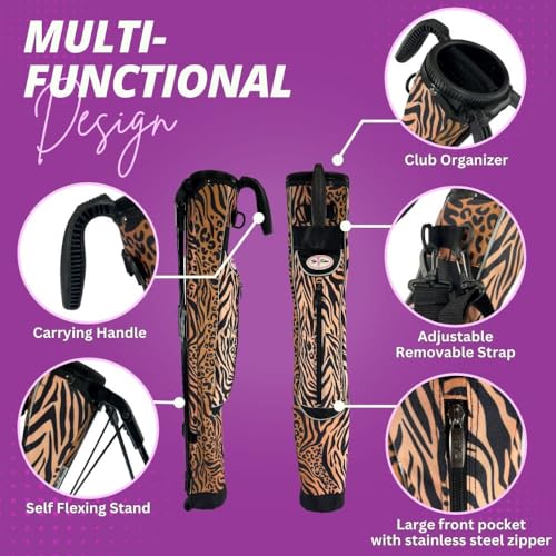 Image of Women's Ultralight Sunday Bag | Taboo Fashions Stand Bag | Range Bag, Par 3, Executive Course | Self Flexing Stand, Adjustable Strap (Wildcat)