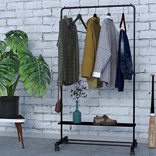 Arara Mais Roupas Aço Sapateira Cabideiro Rodinhas Preto