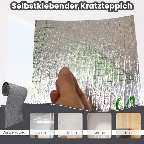 200 * 40CM Kratzmatte Selbstklebend, Selbstklebend Kratzmatte Katze, Kratzschutz Sofa Katze, DIY Kratzbretter kratzwand für Möbel Kratzteppich Couch-Schutz, Graublau